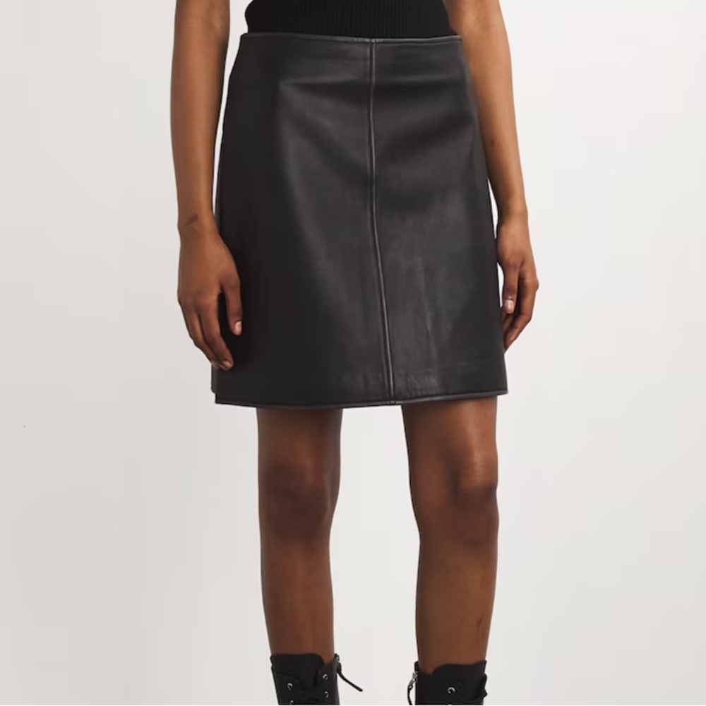 Weekend Max Mara "Zelia" Lambskin Leather Mini Skirt